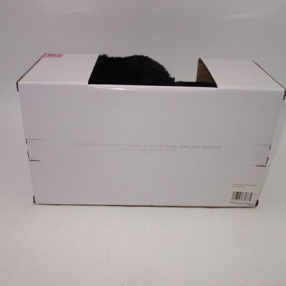 NEW Steve Madden Faux Fur Fuzzy Criss Cross Slip On Slippers Women's 5-6 BLACK - Picture 8 of 9